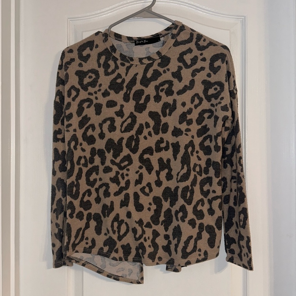 Brit & Bri Animal Print Open Back Sweater